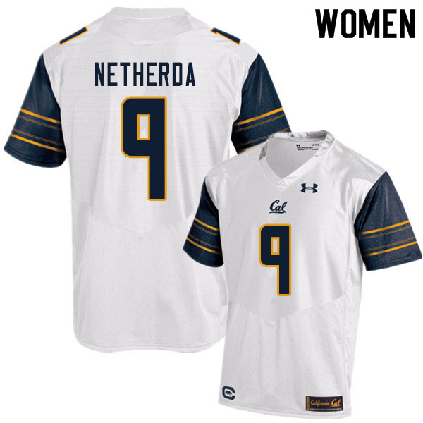 Women #9 Alex Netherda Cal Bears UA College Football Jerseys Sale-White - Click Image to Close
